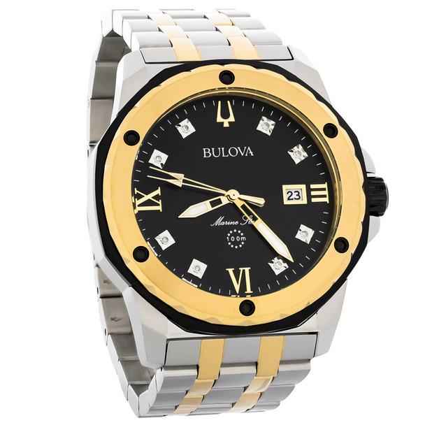 Bulova Marine Star Men's Diamond Two-Tone Stainless Quartz Watch 98D175