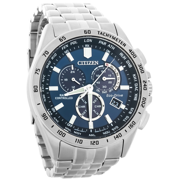 Citizen Eco-Drive PCAT Men's Chronograph Stainless Blue Dial Watch CB5870-58L