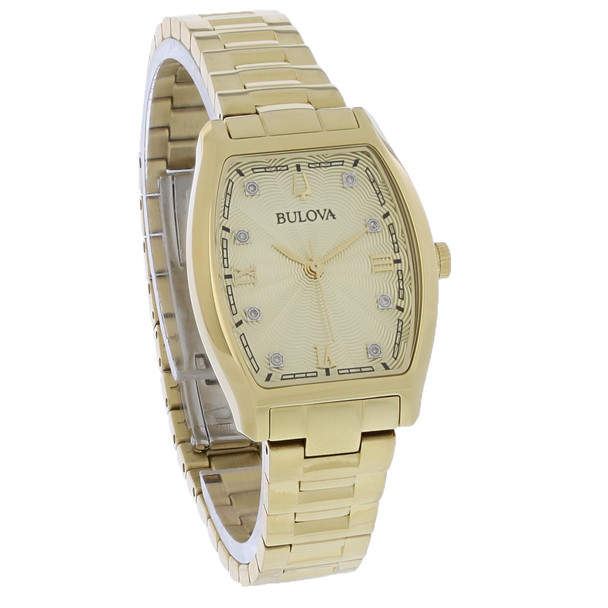 Bulova Diamond Women's Gold Tone Champagne Dial Quartz Watch 97P160