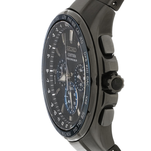 Seiko Men's Solar Coutura Radio Sync Chronograph Black Dial Watch SSG021