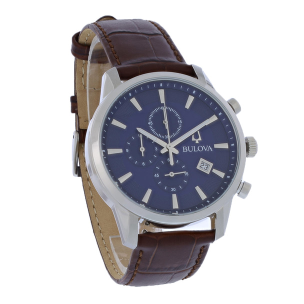Bulova Sutton Men's Chronograph Blue Dial Stainless Steel Quartz Watch 96B402