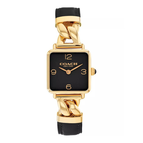 Coach Cass Women's Black Leather Strap Black Dial Quartz Watch 14504356