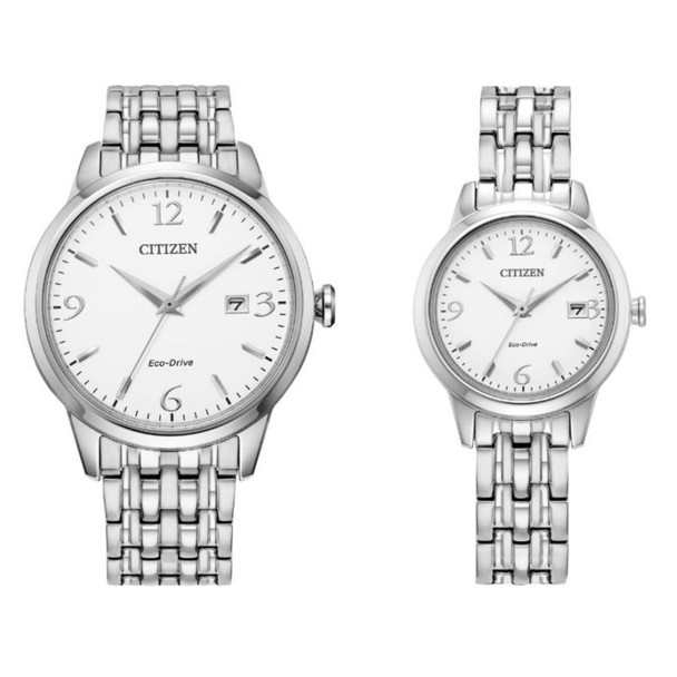 Citizen His & Hers Eco-Drive Corso White Dial Watch Set PAIRS-RETAIL-5056