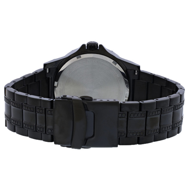 Bulova Crystal Men's Black ION Plated Bracelet Set Quartz Watch 98K119