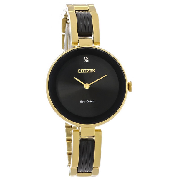 Citizen Eco-Drive Axiom Black Dial Gold Tone Women's Watch - EX1539-57E
