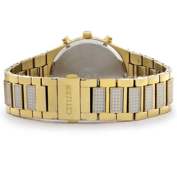 Citizen Eco Drive Men's Crystal Gold Tone Chronograph Watch - CA0752-66L
