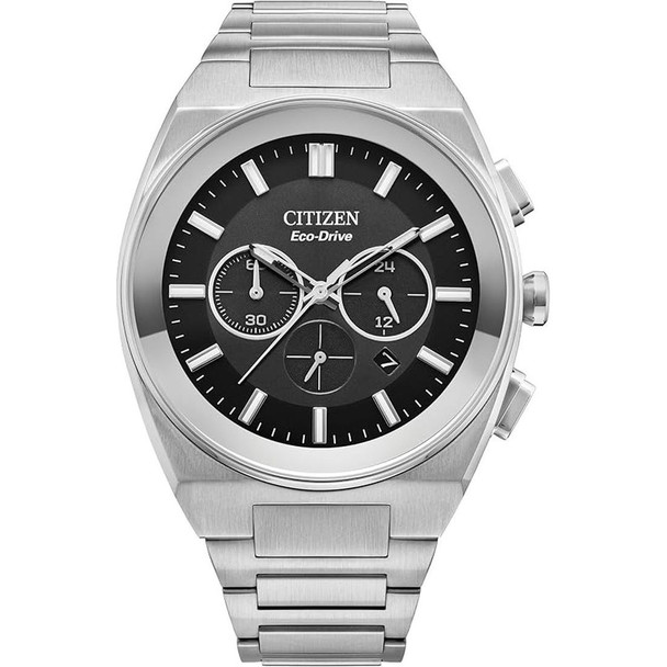 Citizen Axiom Eco-Drive Men's Black Dial Stainless Steel Watch - CA4580-50E