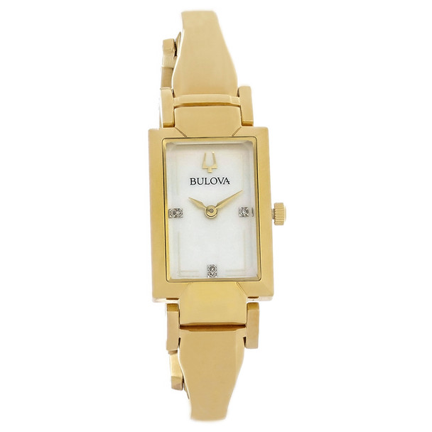 Bulova Bangle Women's Diamond Gold-Tone Stainless Quartz Watch - 97P141