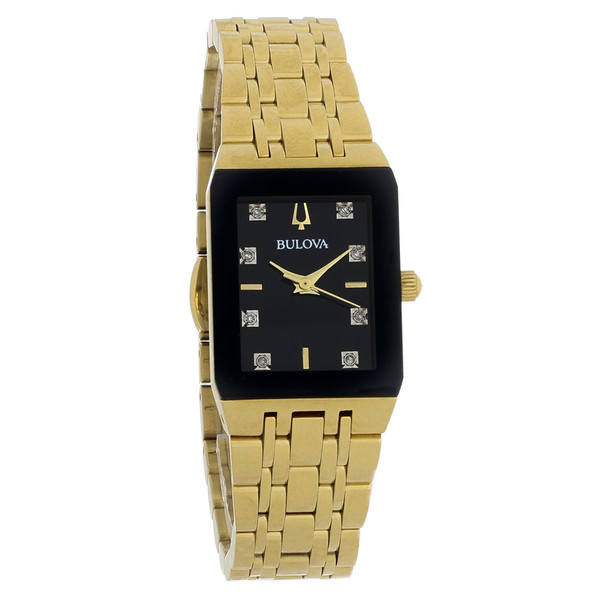 Bulova Women's Diamond Gold-Tone Black Dial Quartz Watch - 97P135