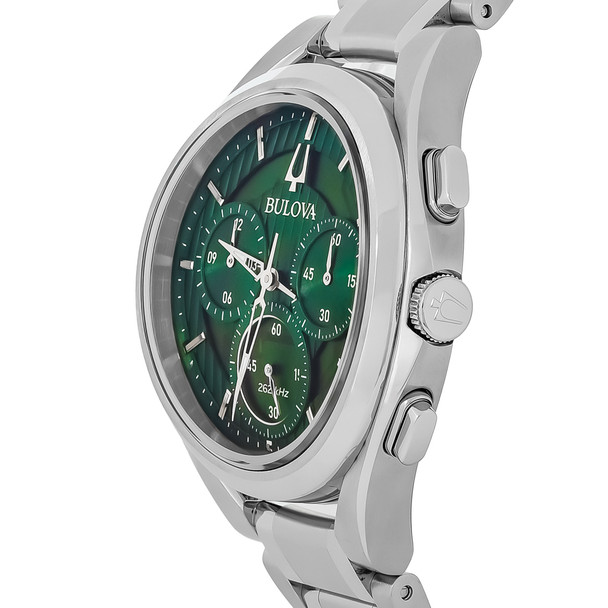 Bulova Curv Men's Green Dial Stainless Steel Chronograph Quartz Watch - 96A297
