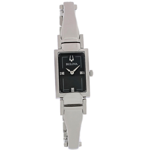Bulova Diamond Women's Stainless Steel Black MOP Dial Quartz Watch - 96P209