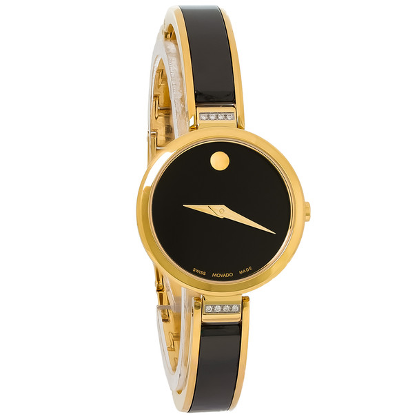 Movado Moda Diamond Women's Gold Tone PVD Black Dial Quartz Watch - 0607716