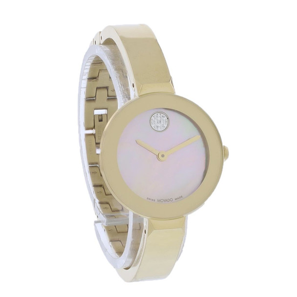 Movado Bold Women's Gold Tone Bangle Bracelet Quartz Watch - 3600938