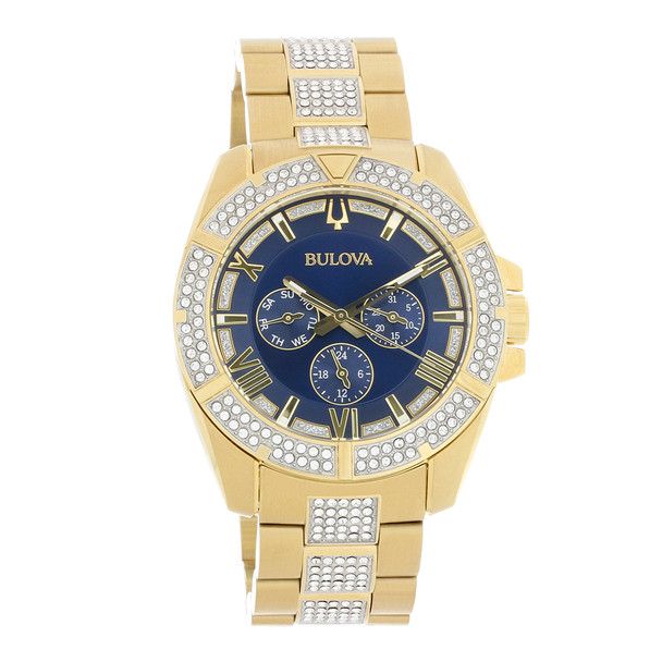 Bulova Octava Multifunction Men's Gold Tone Crystal Quartz Watch - 98C128