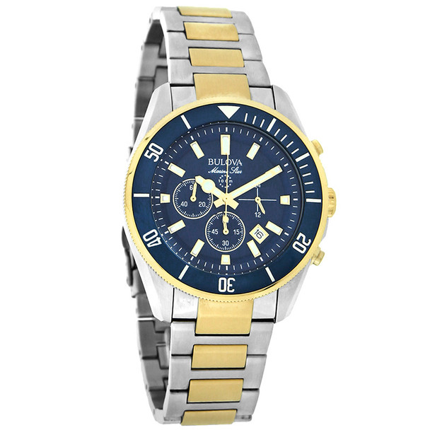 Bulova Marine Star Men's Blue Dial Two-Tone Quartz Chronograph Watch - 98B230