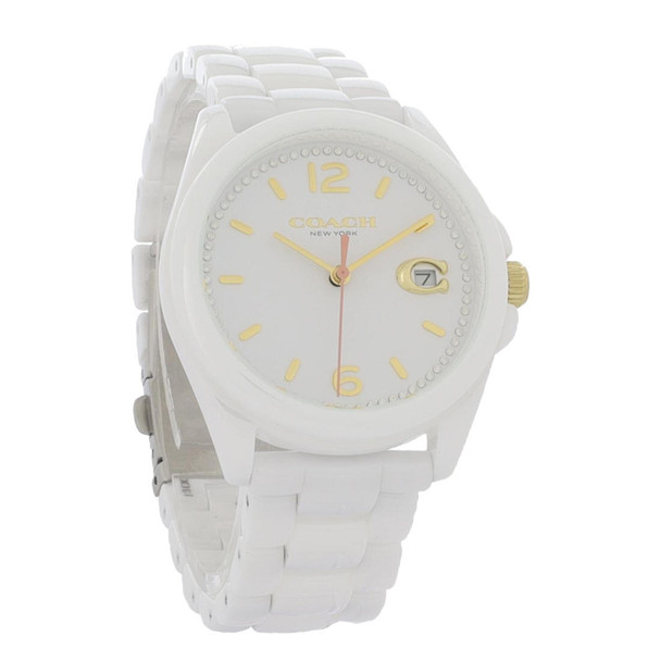 Coach Greyson White Ceramic Women's White Dial Quartz Watch - 14503925
