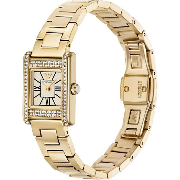 Emporio Armani Genni Women's White Dial Gold-Tone Quartz Watch - AR11663