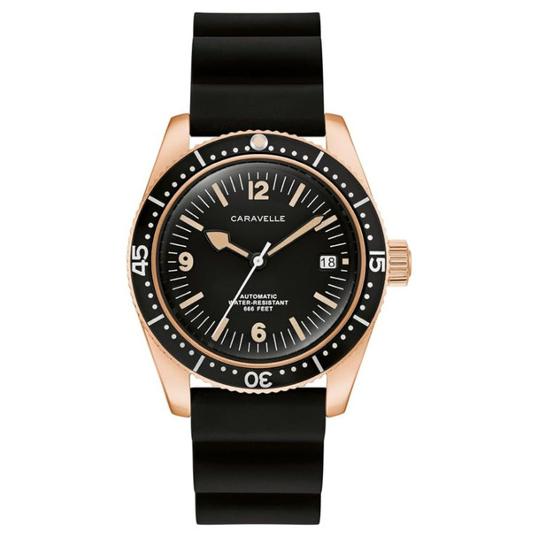 Caravelle by Bulova Vintage Sea Hunter Men's Black Dial Automatic Watch 44B130