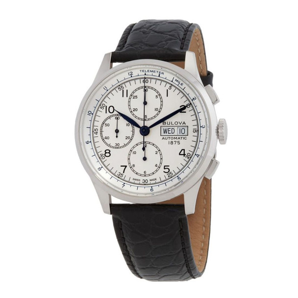 Bulova Joseph Men's Chronograph Silver White Dial Automatic Watch 96C145