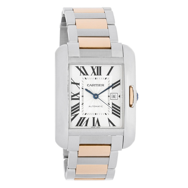 Cartier Tank Anglaise Women's Silver Dial 18K Links Automatic Watch W5310037