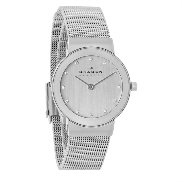 Skagen Freja Women's Crystal Silver Dial Mesh Bracelet Quartz Watch 358SSSD