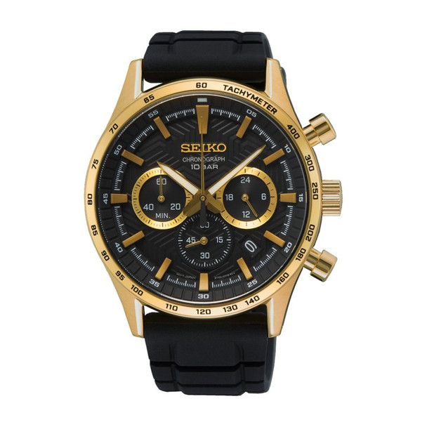 Seiko Essentials Men's Black Dial Quartz Chronograph Watch SSB446