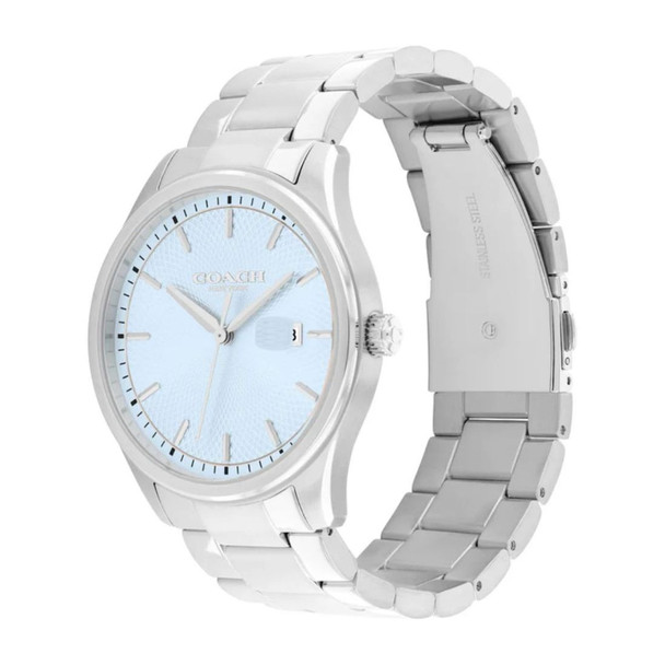 Coach Men's Oliver Light Blue Dial Stainless Steel Quartz Watch 14602751
