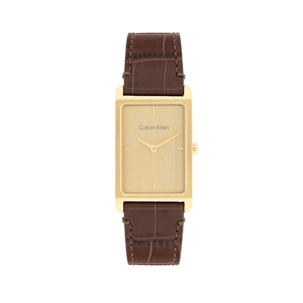 Calvin Klein Dapper Men's Gold-Tone Brown Leather Strap Quartz Watch 25200530