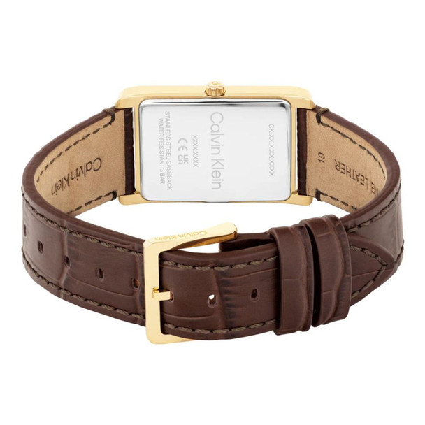 Calvin Klein Dapper Men's Gold-Tone Brown Leather Strap Quartz Watch 25200530