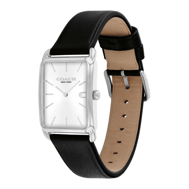 Coach Unisex Elliot Black Leather Strap Silver Dial Quartz Watch 14400040