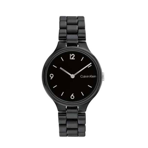 Calvin Klein Linked Ceramic Collection Women's Black Dial Quartz Watch 25200078