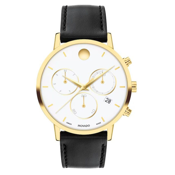 Movado Museum Classic Men's Quartz White Dial Leather Watch 0607888