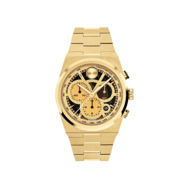 Movado BOLD Quest Men's Chronograph Gold-Tone Skeleton Dial Quartz Watch 3601185