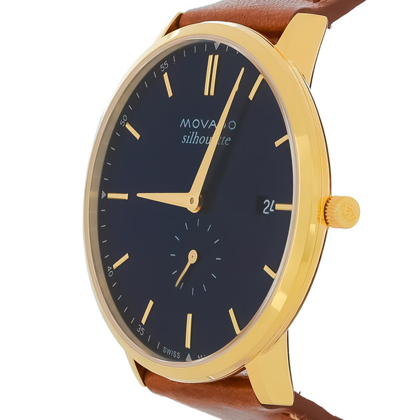 Movado Heritage Men's Gold Tone Stainless Blue Dial Quartz Watch 3650131