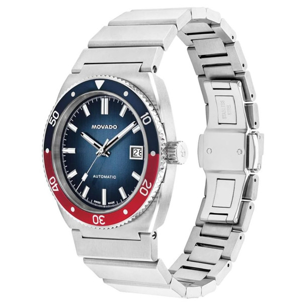 Movado Men's Heritage Series Ondoplan Blue Dial Automatic Watch 3650242