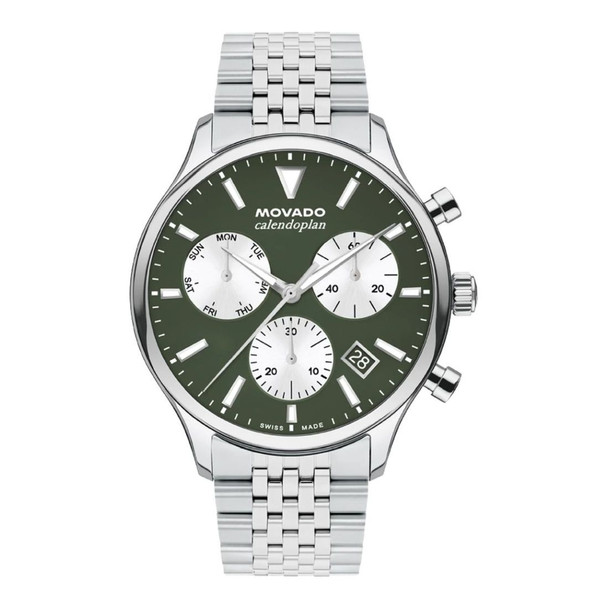Movado Men's Heritage Series Calendoplan Chrono Green Dial Quartz Watch 3650166