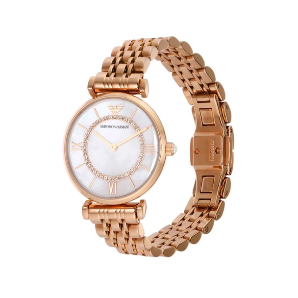 Emporio Armani Women's Gianni T-Bar White MOP Dial Quartz Watch AR1909
