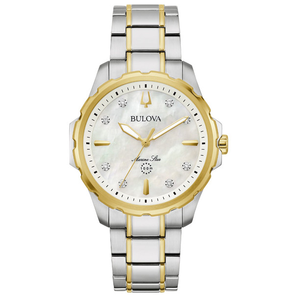 Bulova Marine Star Women's Two Tone Diamond MOP Dial Quartz Watch 98P227