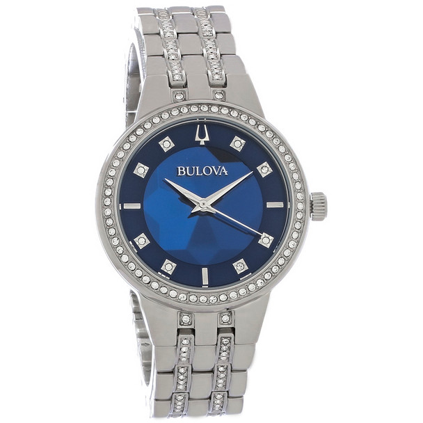 Bulova Women's Phantom Blue Dial Stainless Steel Crystal Quartz Watch 96L276