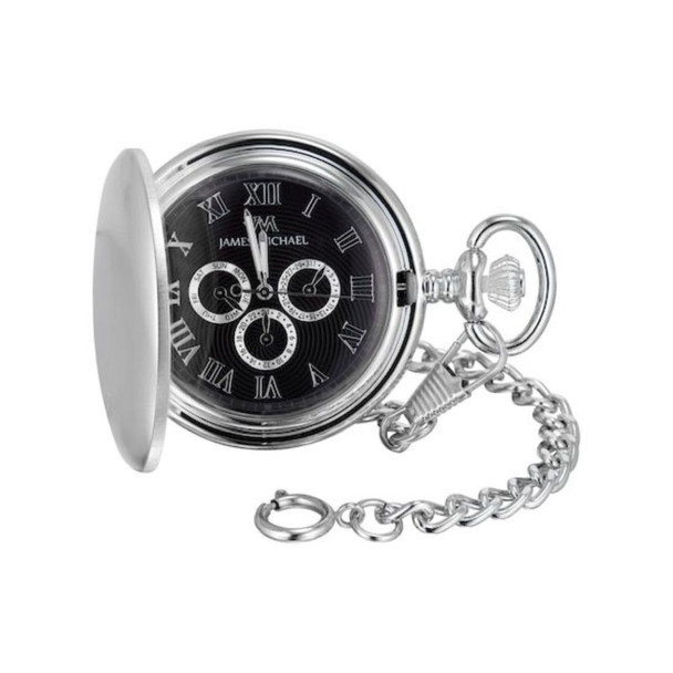 James Michael Men's Black Dial Pocket Watch PXA011013W