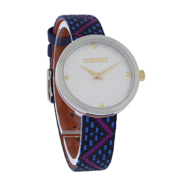 Missoni MI Jacquard Ladies Stainless Steel Silver Dial Quartz Watch MWY101521