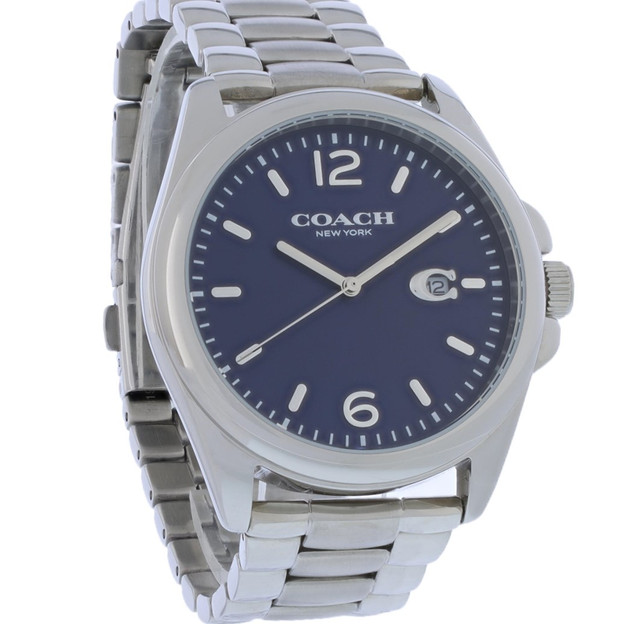 Coach Greyson Mens Blue Dial Stainless Steel Quartz Watch 14602579