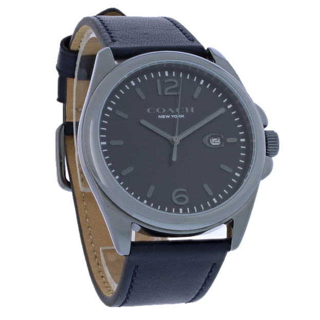 Relógio masculino de quartzo de aço inoxidável com íon azul Coach Greyson 14602587