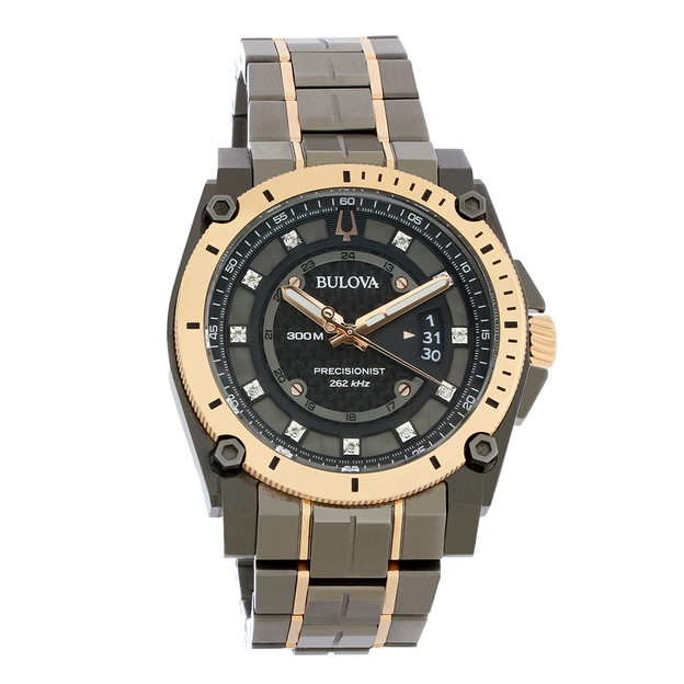 Bulova Precisionist Champlain UHF Grey ION & Rose Gold Plated Watch 98D149