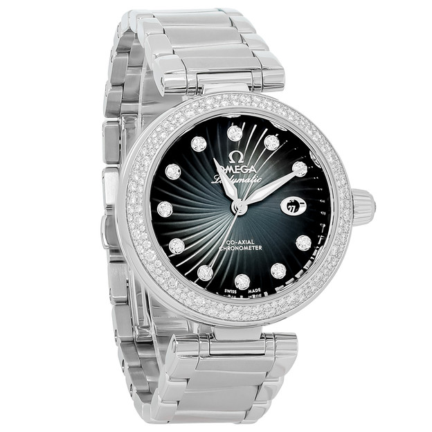 Omega deville co-axial ผู้หญิงmatic diamond อัตโนมัติ นาฬิกา 425.35.34.20.56.001