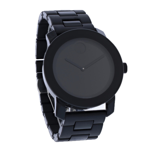 Relógio masculino Movado com acabamento preto ousado e pulseira vestido 3600047