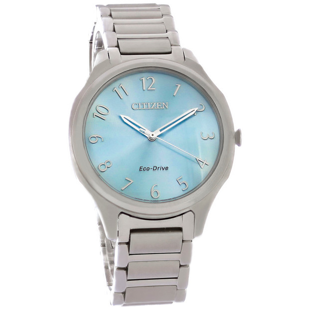 西鐵城 Eco Drive 女士不銹鋼藍色錶盤手錶 em0750-50l