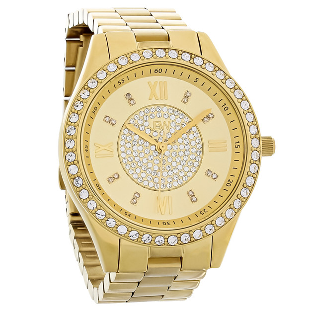 JBW Diamond Mondrian 18k Gold Plated Crystal Quartz Watch J6303B