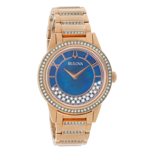 Bulova Women's TurnStyle Rose Gold Plated Stainless Steel Quartz Watch 98L247
