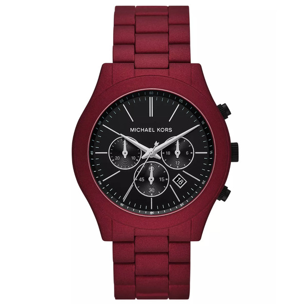 Michael Kors Slim Runway Men's Red ION Stainless Black Dial Quartz Watch MK9061